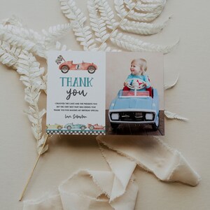 EDITABLE Race Car Thank You Card Printable Two Fast Birthday Thank You ...