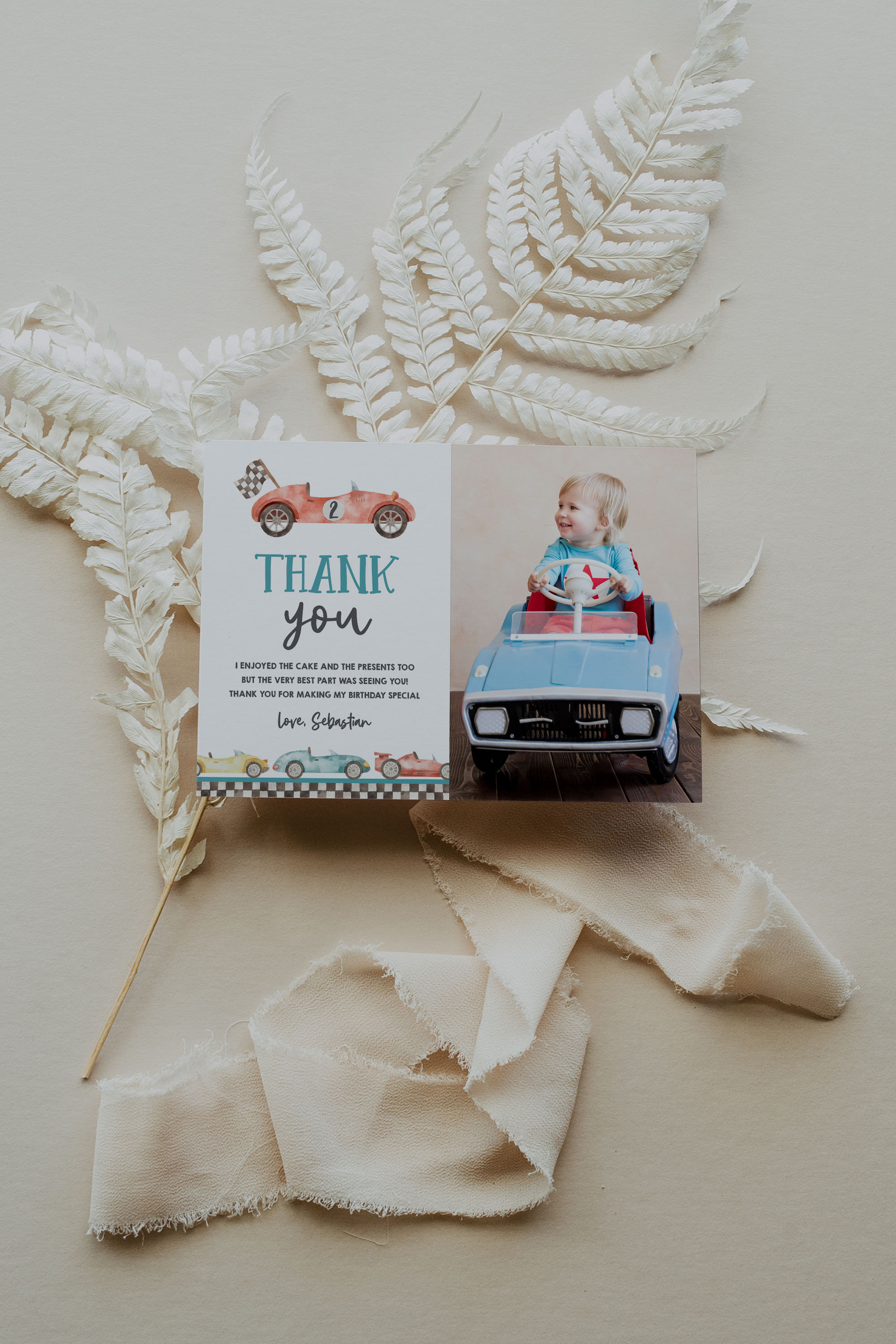 EDITABLE Race Car Thank You Card Printable Two Fast Birthday Thank You ...