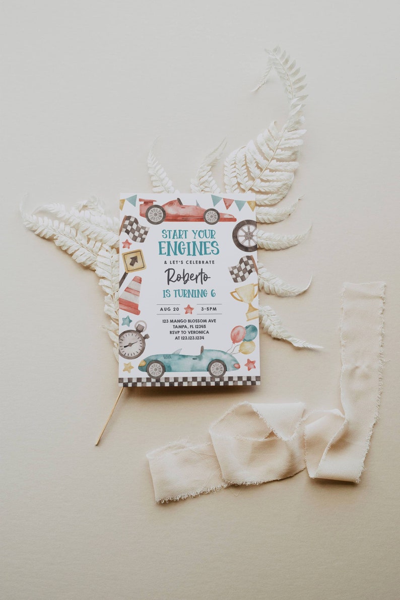 EDITABLE Start Your Engines Race Car Invitation Need for Speed Racing ...