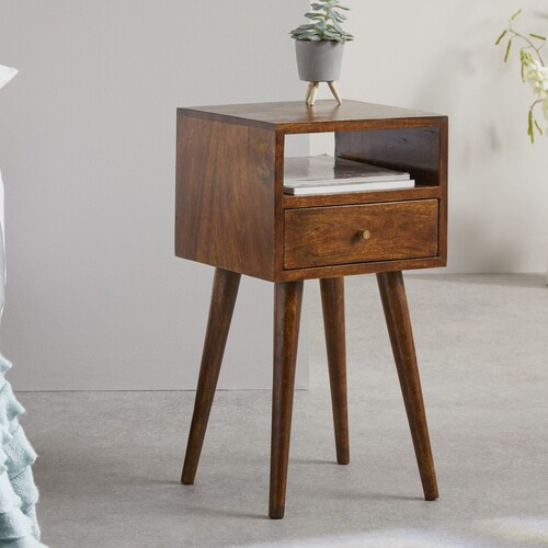 Small & Narrow Bedside Table in Walnut Finish Etsy UK