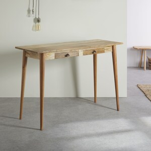 Vintage Style Brown Oak Writing Desk with Drawers