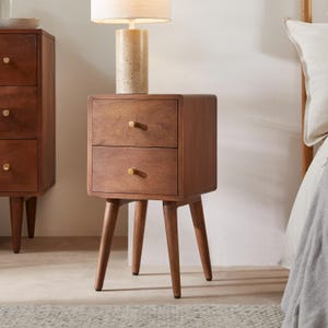 Scandinavian Walnut Logan Narrow Bedside Table