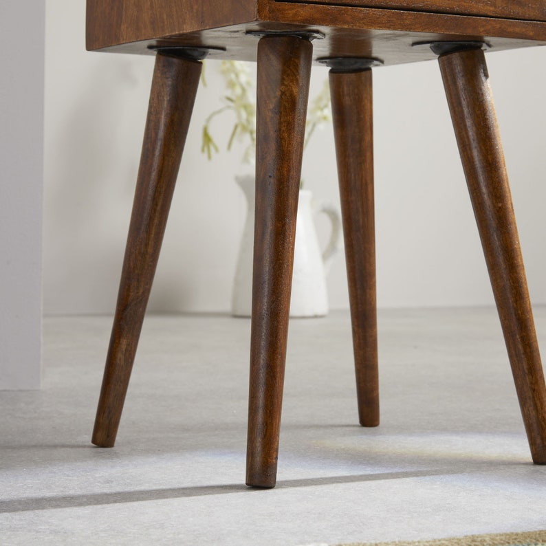 Small & Narrow Bedside Table in Walnut Finish Etsy UK