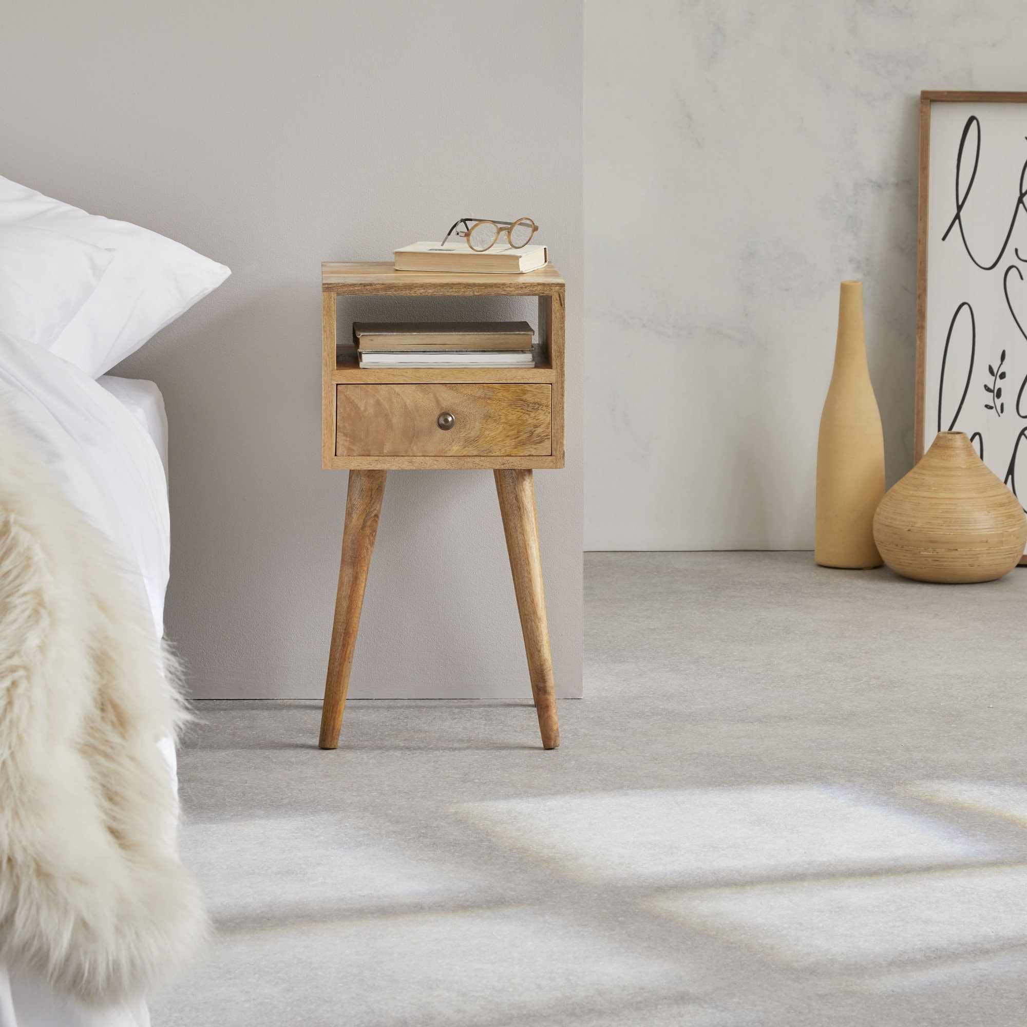 Small & Narrow Bedside Table in Oak Finish Etsy UK