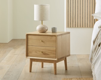 Scandinavian Light Oak Logan Narrow Bedside Table
