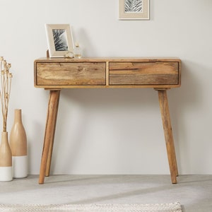 Mango Wood Dressing Table with 2 Drawers image 1