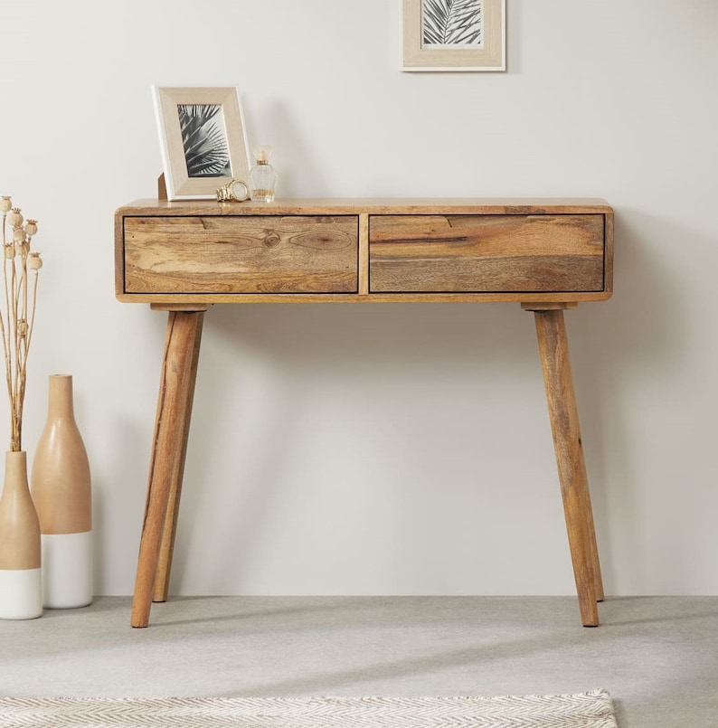 Mango Wood Dressing Table with 2 Drawers image 1