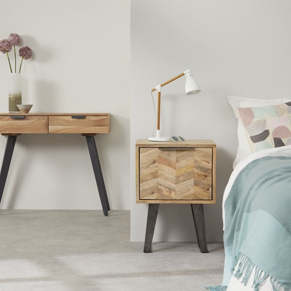 Chevron Bedside Table With Steel Legs Etsy UK