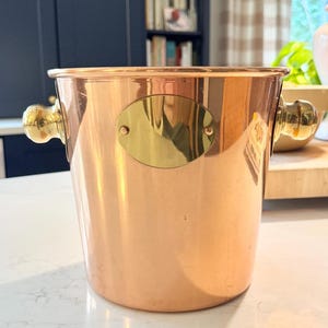 Vintage Copper & Brass Ice Bucket – Solid Metal Wine or Champagne Chiller – Barware Entertaining Décor
