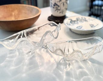 Lucite Shell Footed Bowl: Mid Century Coastal Decor