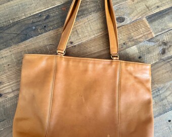 Vintage Coach 4065 British Tan Light Tote Large Shoulder Bag. Made in USA. Coach Leather Bag. Large Tote Bag