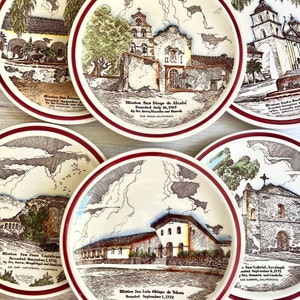 California Mission 8,5 "Salatteller. Vernon Kilns Made in California. California Souvenir. 6 separat erhältliche