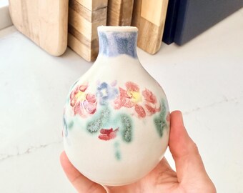 Handmade Studio Pottery Bud Vase by Clouds - Folsom, California (1992) - 4.5" Tall