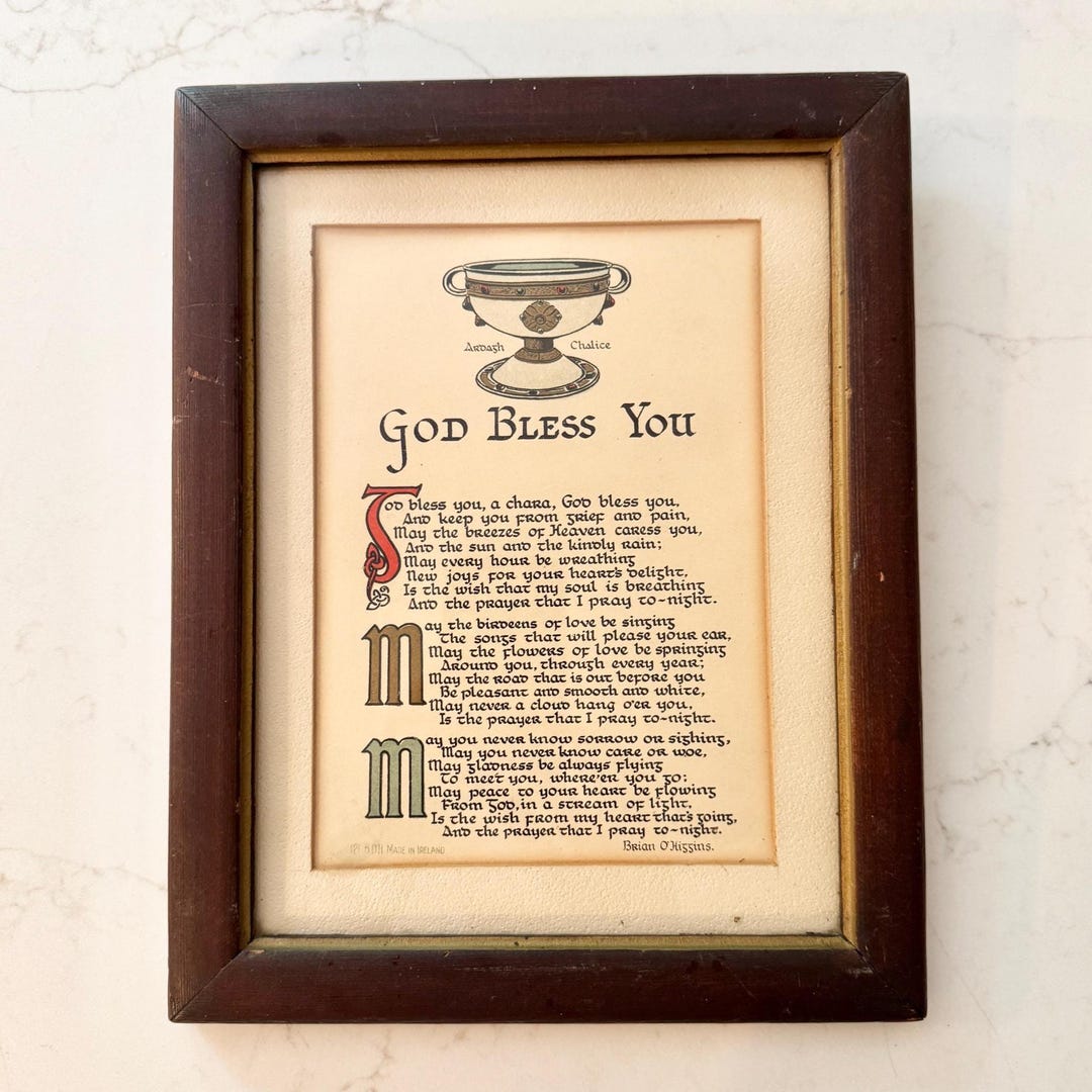 Framed Irish Blessing God Bless You by Brian O' Higgins