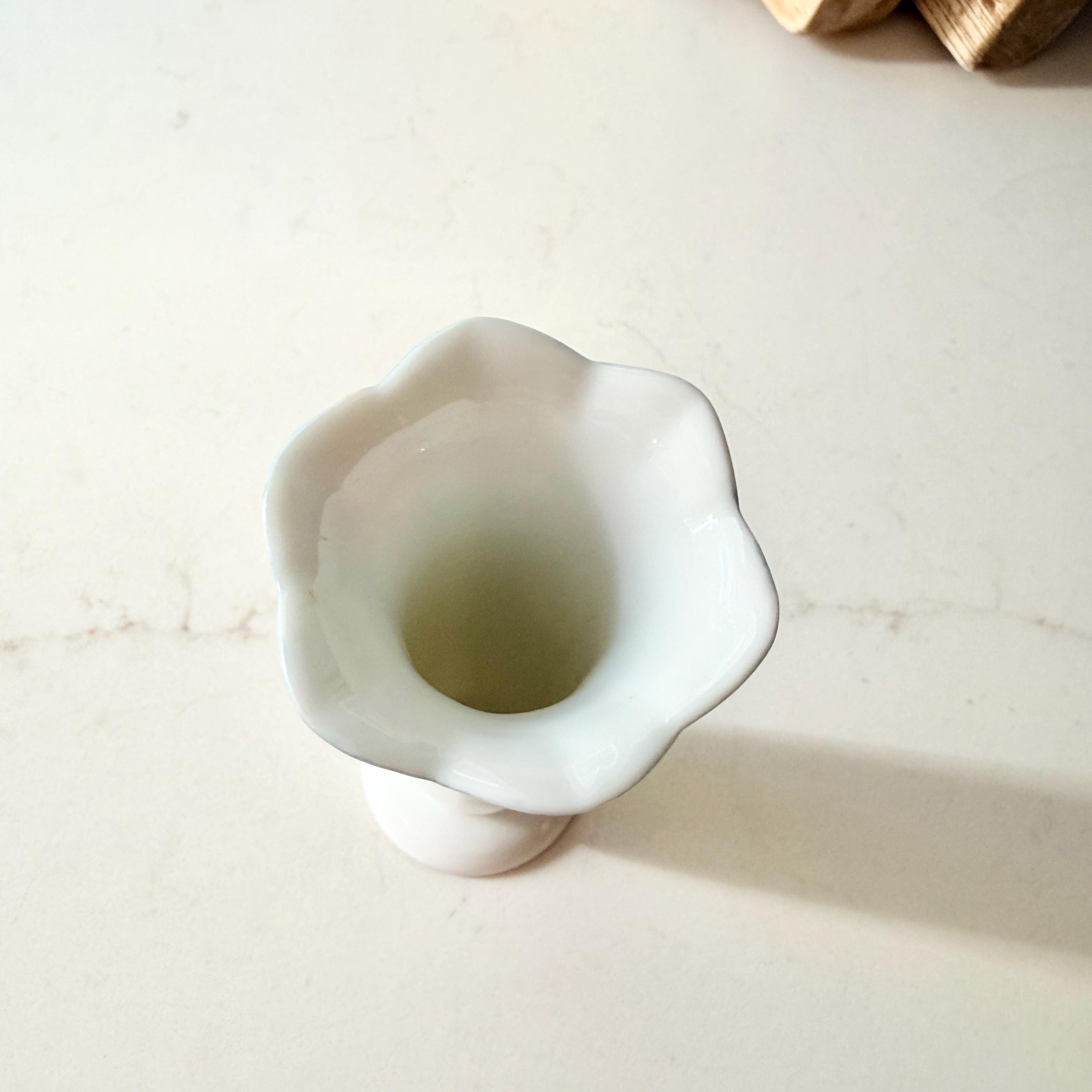 Vintage Hand Painted Porcelain Bud Vase, Floral Rim Detail, 5" Tall - Etsy