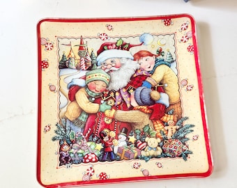 Vintage Mary Engelbreit Weihnachtsmann Weihnachten Urlaub Sammlerstück Teller