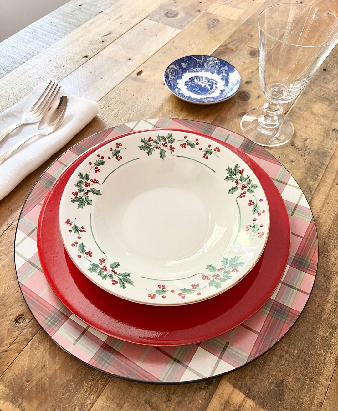 Mismatched Vintage Christmas Dish Set. Soup Bowl and Dinner Etsy UK