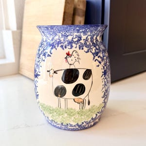 Molly Dallas Ceramic Vase or Jar - Molly's Cows Blue Pattern