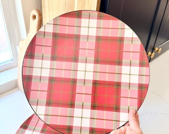 Sur la Table geruite kerstopladers met Schotse ruit - diameter 13"