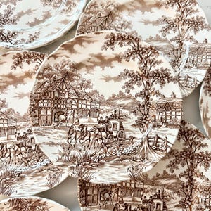 Franziskaner Coaching Tage Platte: Vintage Braun Transferware englisches Landhaus Geschirr