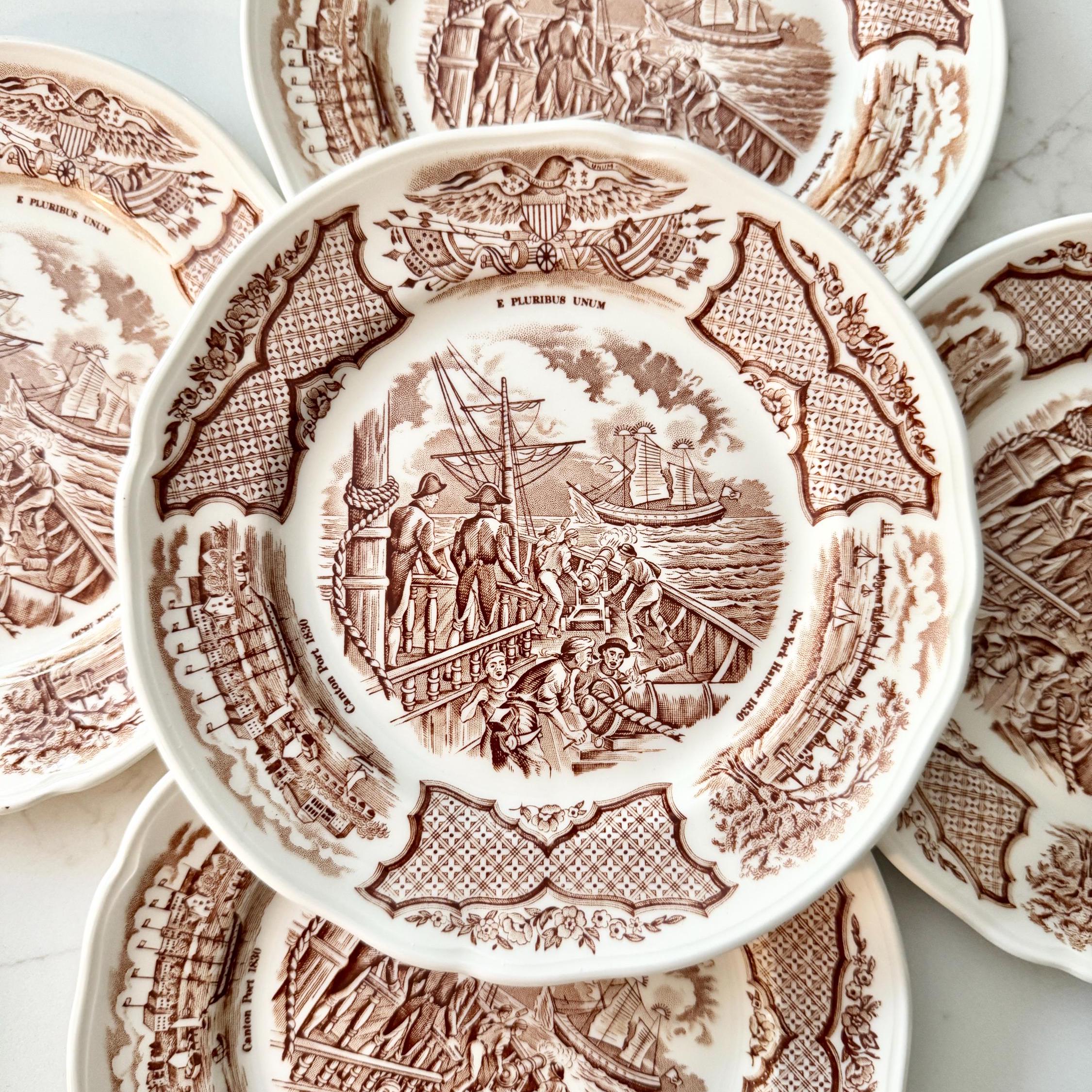 KPMベルリン 素焼きメダリオン付 灰皿 20世紀前半 Alfred Meakin Fair Winds Plate: Brown Transferware Chinese Export