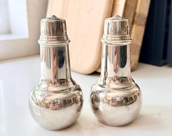 Vintage Silverplate Salt and Pepper Shakers, Mid-Century Tabletop Set