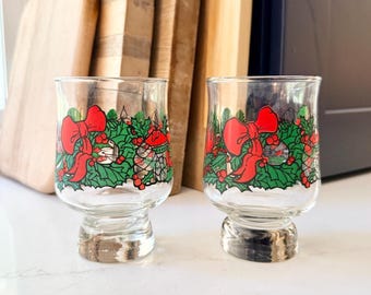 Vintage Libbey kerstbekers op voet - set van 2