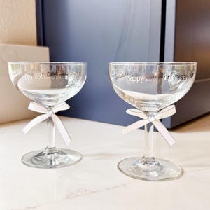 Vintage 25-jähriges Jubiläum Champagner Coupés Set, Toasting Gläser