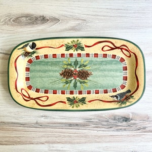 Lenox Winter Greeting by Catherine McClung Hors d'Oeuvre Tray. Rectangle Platter. Holiday Dishware. Vintage Christmas Decor image 1