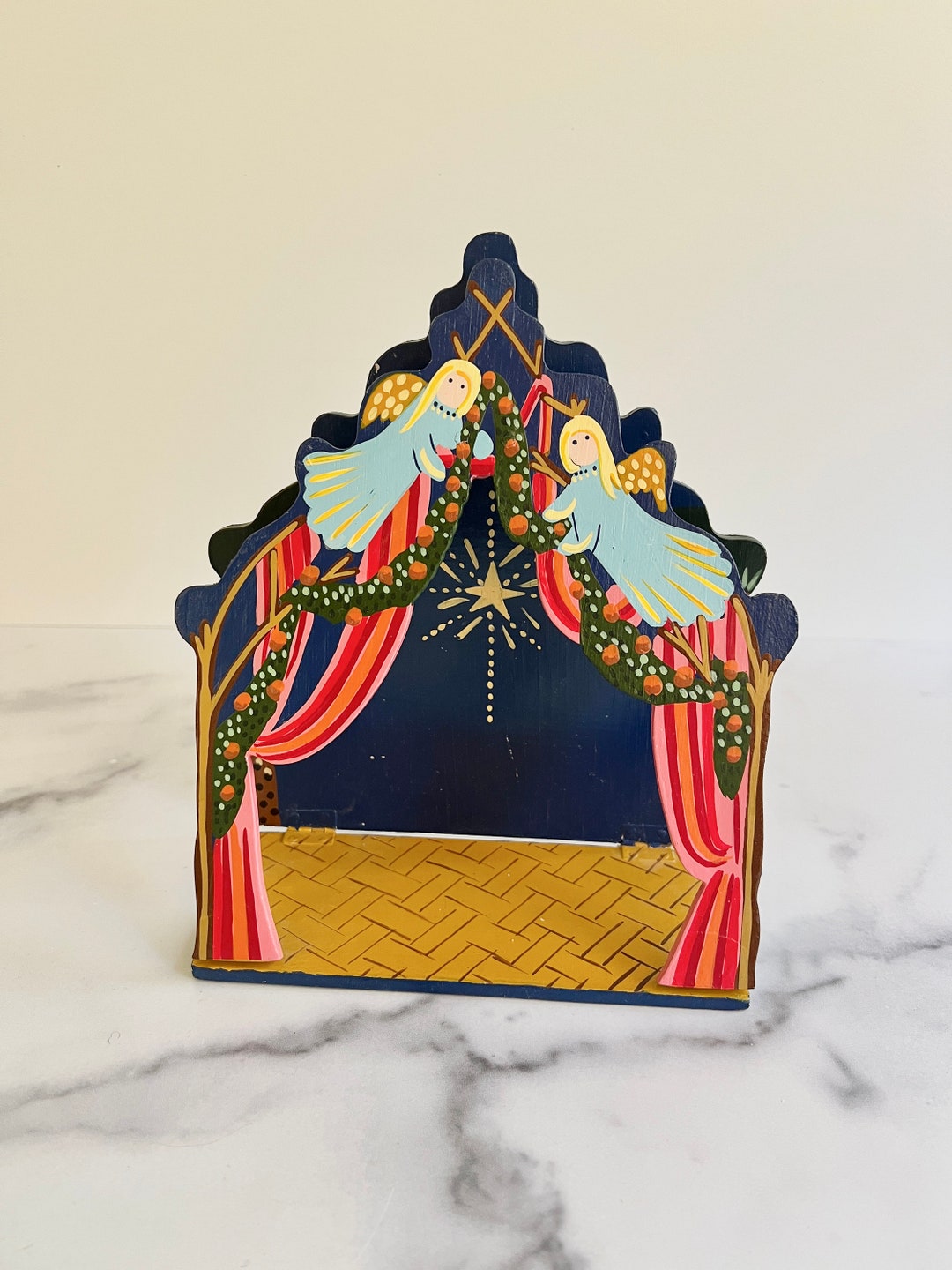 Hand Painted Wooden Nativity Creche. Made in Sri Lanka VBI San