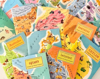 1950s American Geographical Society “Around the World Program” Paperback Booklet – Choose Country
