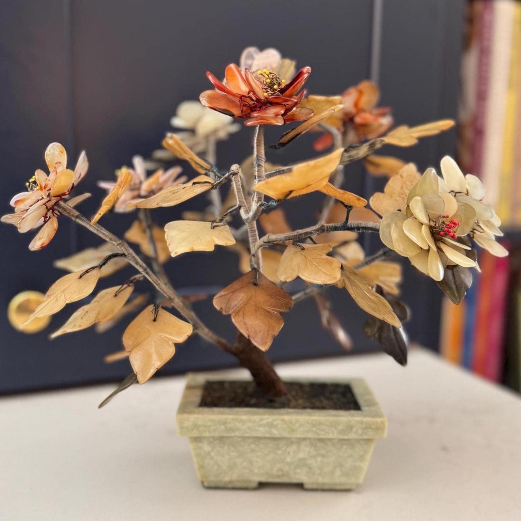 Vintage Chinese Jade Stone Bonsai Tree: Chinoiserie Asian Decor - Etsy