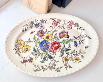 Vintage Vernonware "Mayflower" Oval Platter – Made in California – 15.75" x 11.75"