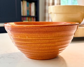 Vintage Bauer Pottery Ringware Bowl: Orange Glazed California Kitchenware