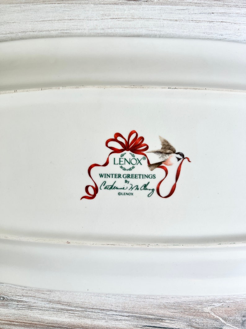 Lenox Winter Greeting by Catherine McClung Hors d'Oeuvre Tray. Rectangle Platter. Holiday Dishware. Vintage Christmas Decor image 6