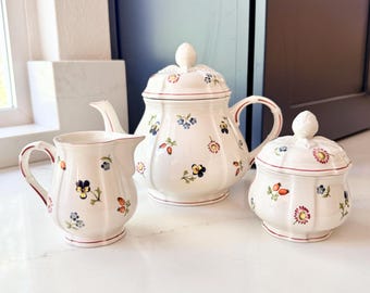 Villeroy & Boch Petite Fleur Teapot, Sugar Bowl, Creamer - Sold Separately