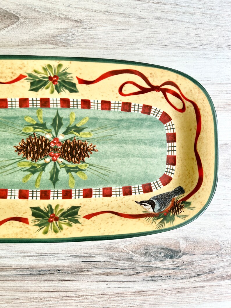 Lenox Winter Greeting by Catherine McClung Hors d'Oeuvre Tray. Rectangle Platter. Holiday Dishware. Vintage Christmas Decor image 4