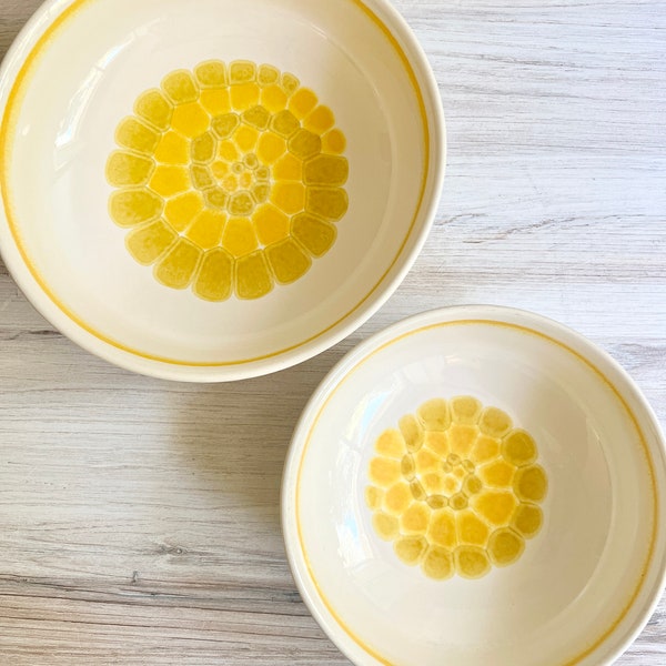 Franciscan Earthenware Sundance Serving Dishes. Yellow and White Dishes. Vegetable Dishes. 1970s Dishware. Vintage Kitchen