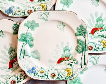 Vintage Ye Olde Foley Ware vierkant brood- en boterbord - James Kent Fenton, Engeland - afzonderlijk verkocht