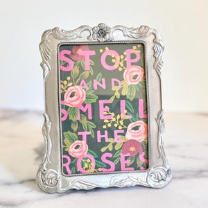 1990 Seagull Pewter Picture Frame: Vintage Floral Design (3 1/2&quot; x 5&quot;)