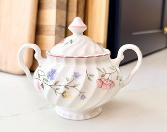 Vintage Johnson Bros Summer Chintz Sugar Bowl with Lid - Made in England