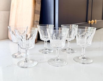 Set van 6 vintage kristallen sherryglazen met panelen