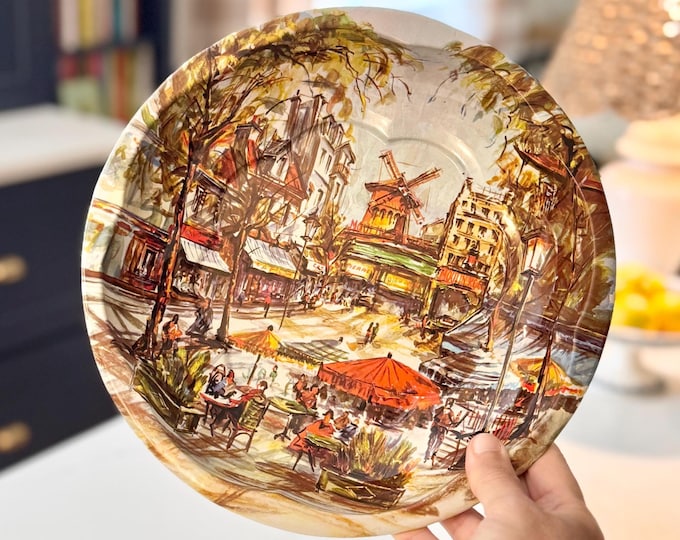 Vintage Daher Decorative Tin Tray, Moulin Rouge Paris, Made in England