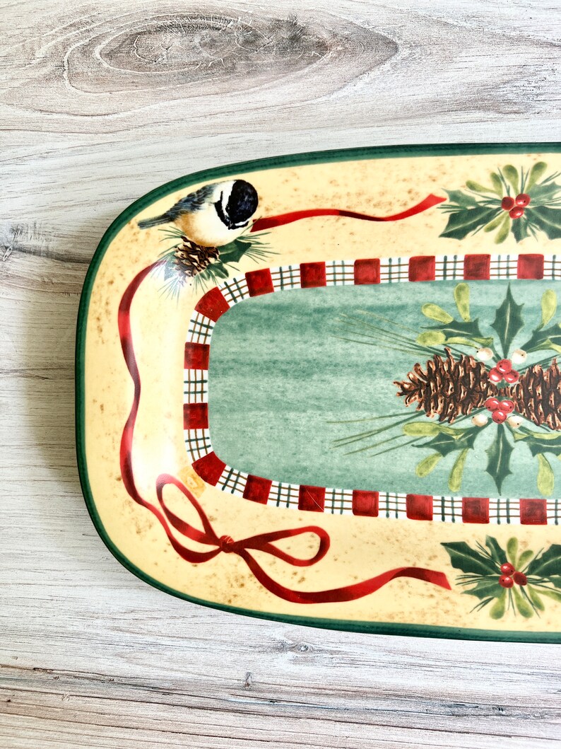 Lenox Winter Greeting by Catherine McClung Hors d'Oeuvre Tray. Rectangle Platter. Holiday Dishware. Vintage Christmas Decor image 3