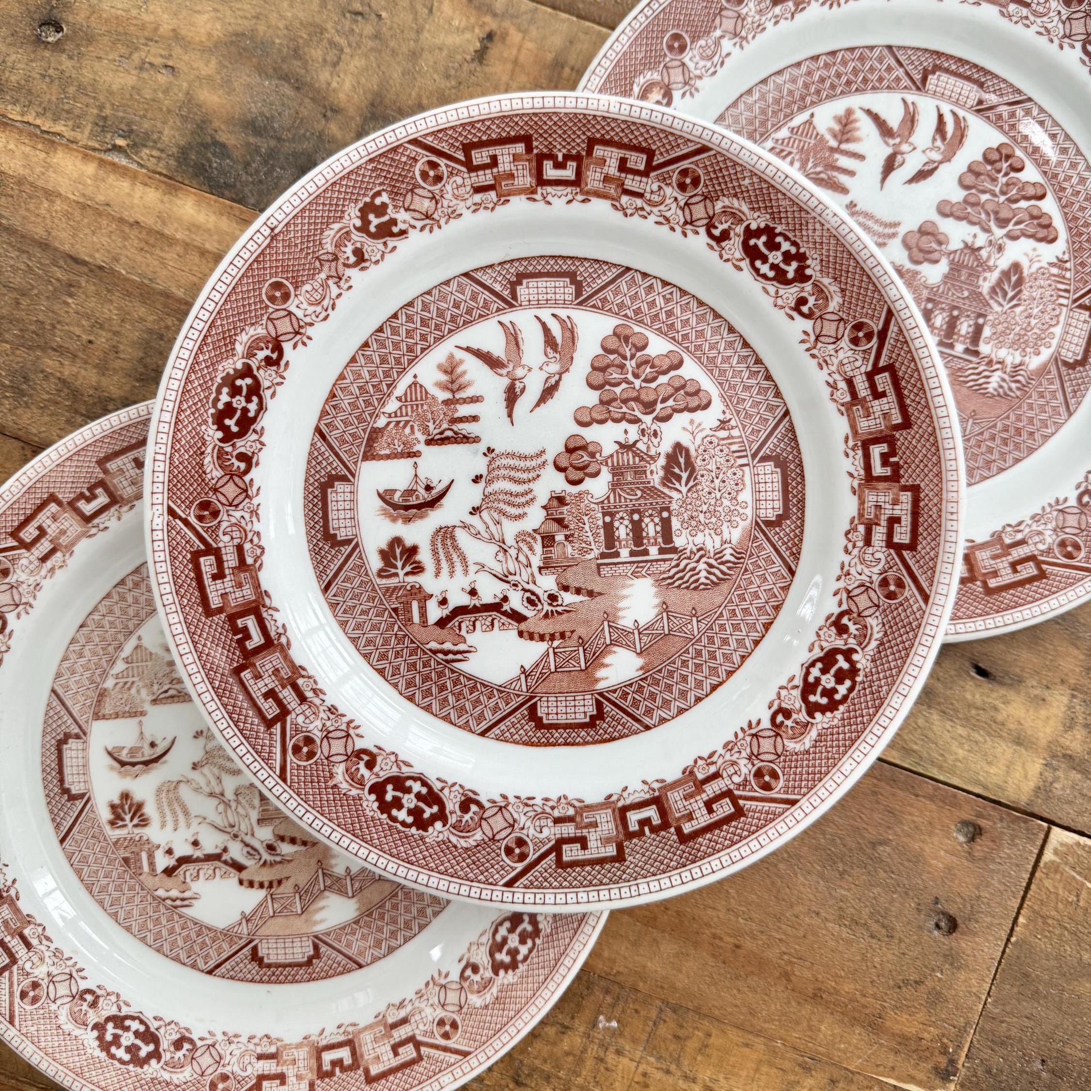 Vintage Buffalo China Brown Willow Salad Plate