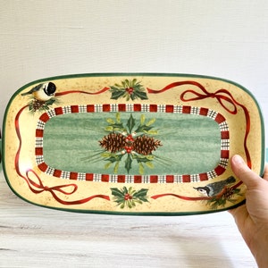 Lenox Winter Greeting by Catherine McClung Hors d'Oeuvre Tray. Rectangle Platter. Holiday Dishware. Vintage Christmas Decor image 2