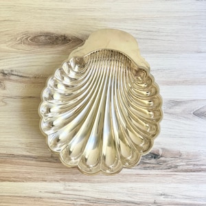 Vintage Brass Clam Shell Dish large 11 