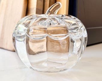 Vintage Shannon Crystal van Godinger doorzichtige pompoen snoeppot, herfst/herfst Halloween-decor