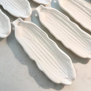 Vintage Pier 1 Corn Dishes – Set of 6 White Ceramic Trays