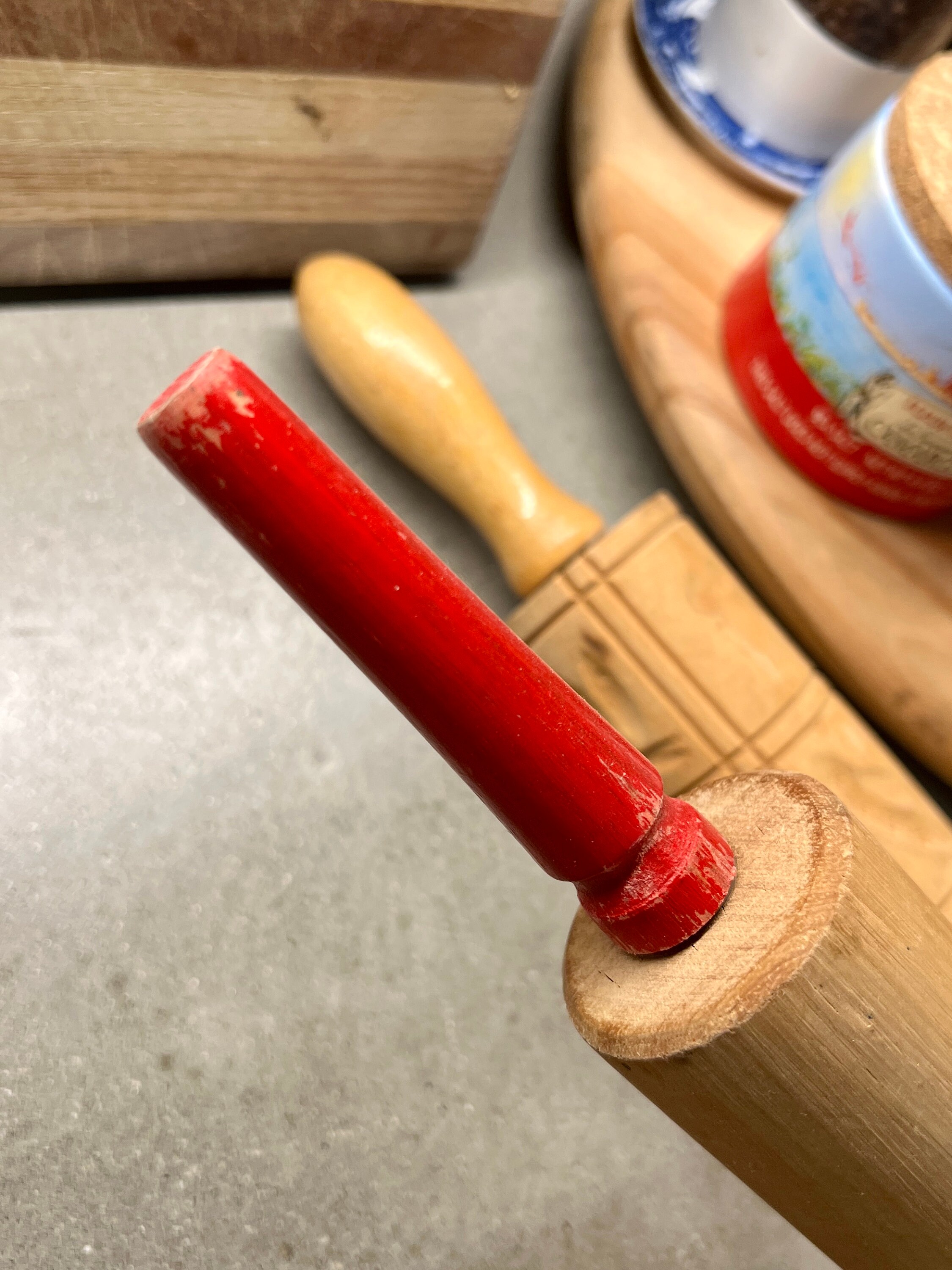 Vintage Wooden Rolling Pins. Green Handle. Red Handle. Etsy